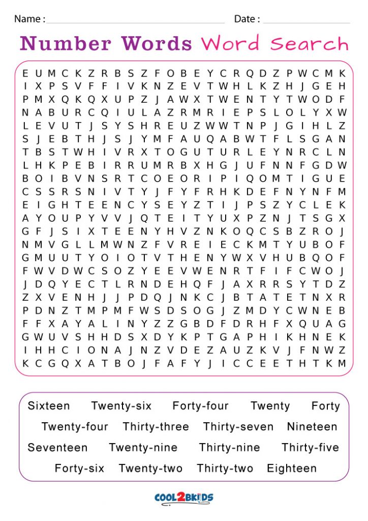 Printable Number Word Search Cool2bKids