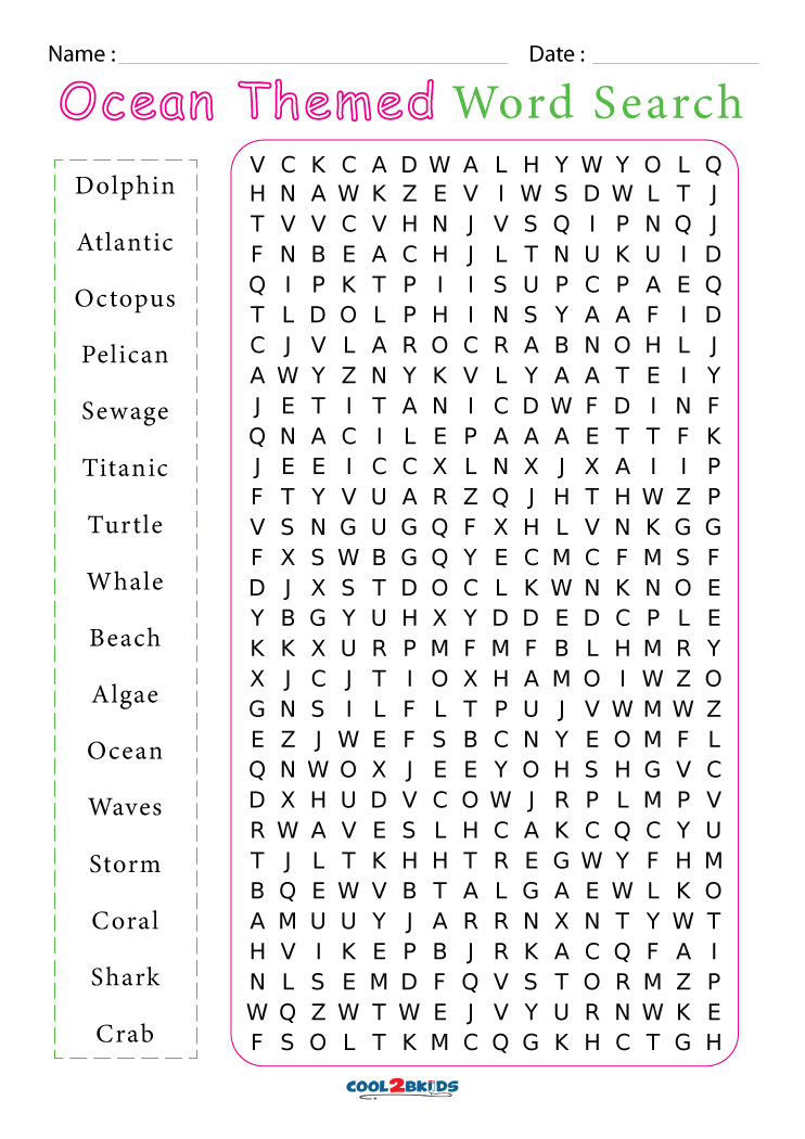 Printable Ocean Word Search Submited Images Pic2fly Ocean Words Vrogue