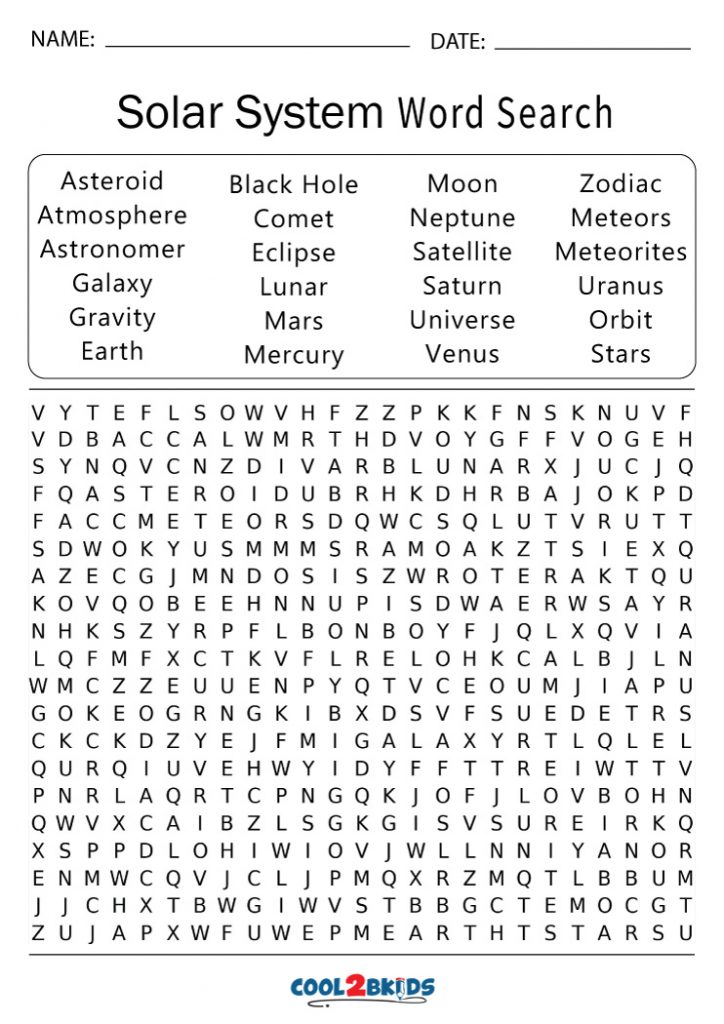 Solar System Word Search | Cool2bKids