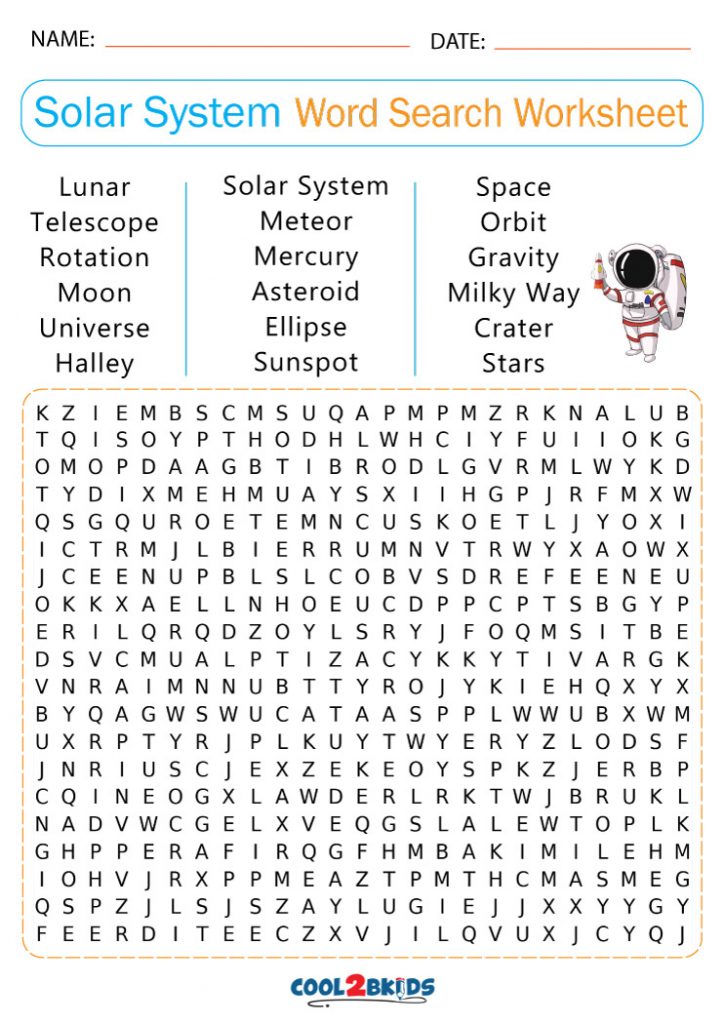 Free Solar System Word Search For 5th Graders