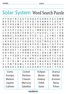 Printable Solar System Word Search - Cool2bKids