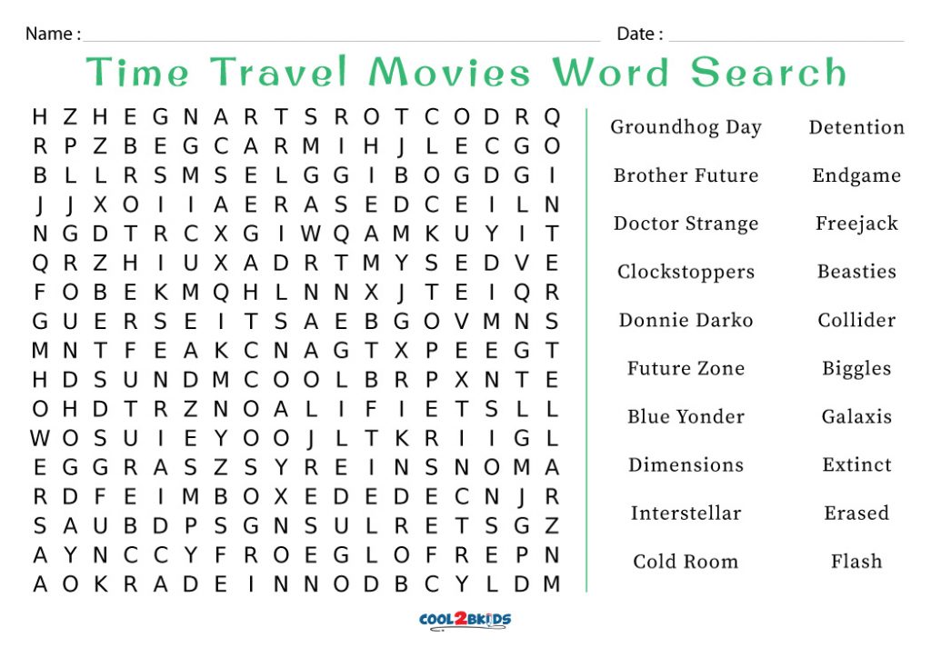 Printable Movie Word Search Cool2bKids