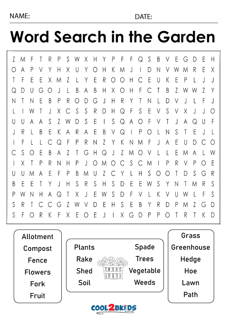 Garden Word Search Printable