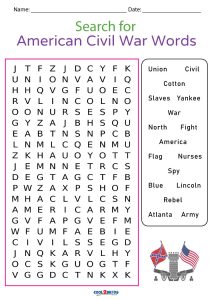 printable civil war word search cool2bkids