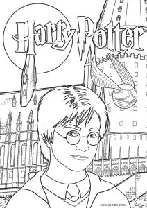 Coloriage Harry With Broom Dessin Harry Potter à imprimer