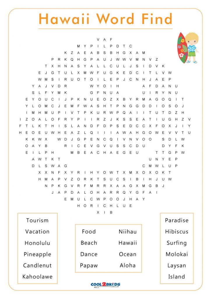 Printable Hawaii Word Search Cool2bKids