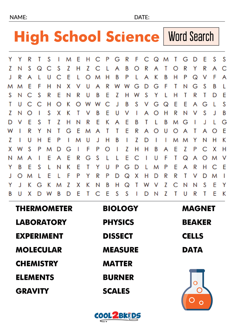 Printable High School Word Search - Cool2bKids