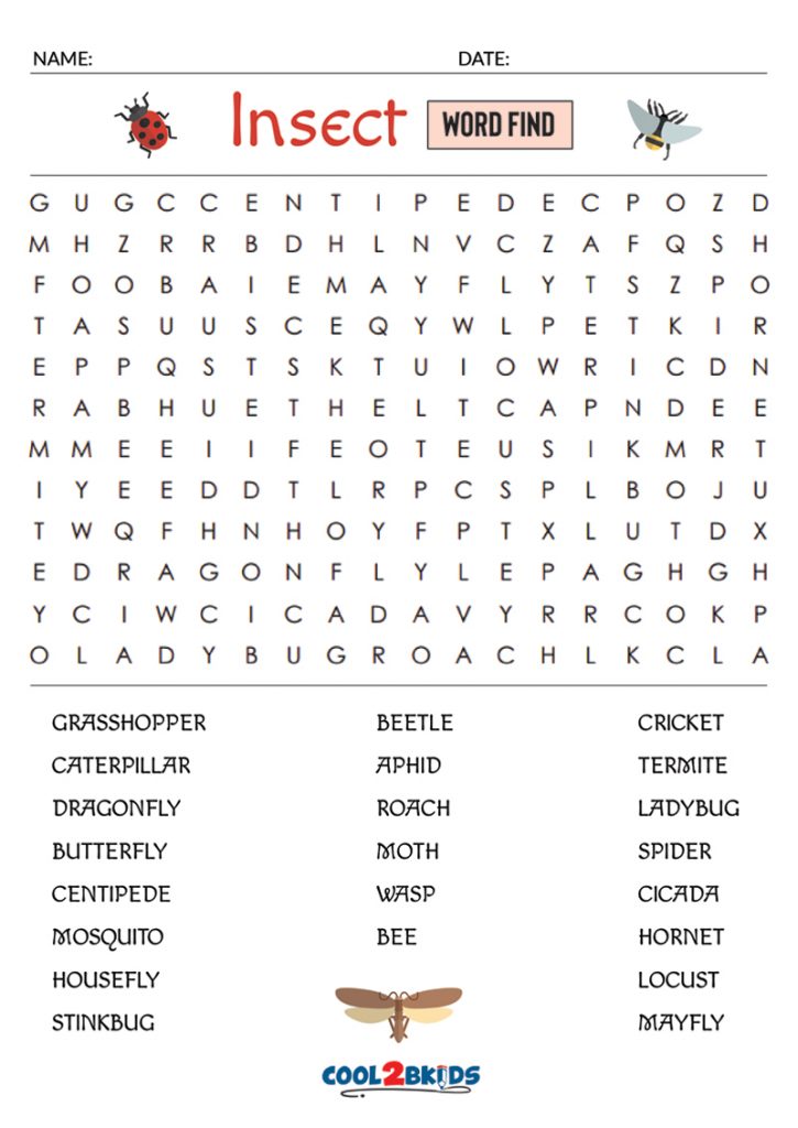 Free Printable Insect word search creepy crawly good time www.puzzletainment.cominsect creepy crawly
Printable Insect Word Search - Cool2bKids
![Printable Insect Word Search - Cool2bKids