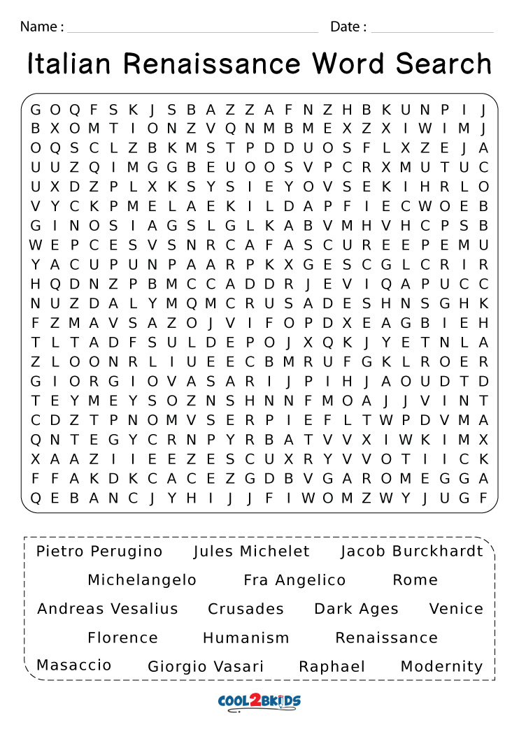 Printable Italy Word Search Cool2bKids
