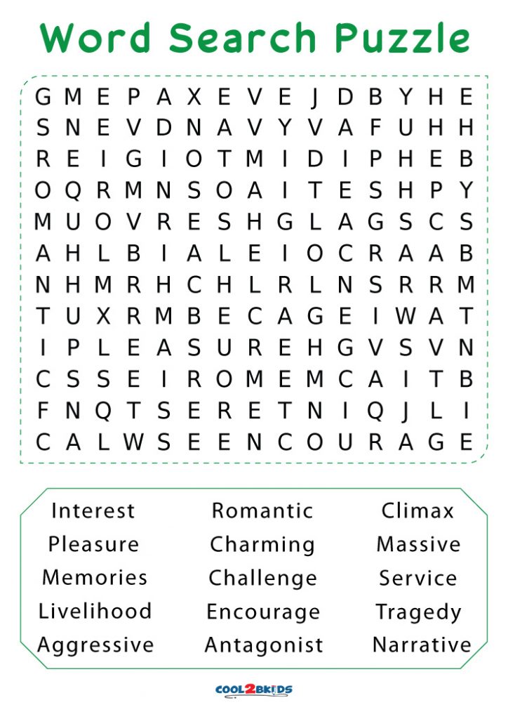 Free Printable Large Print Word Searches For Seniors