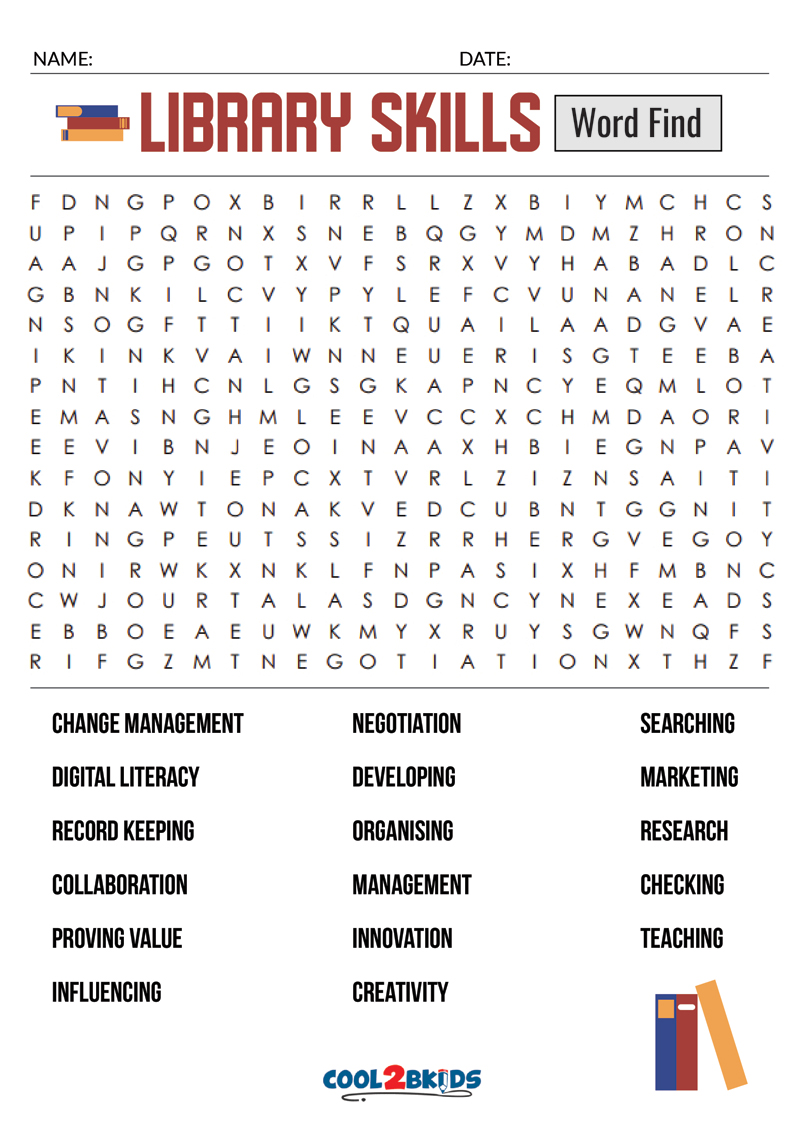 Printable Library Word Search Puzzles