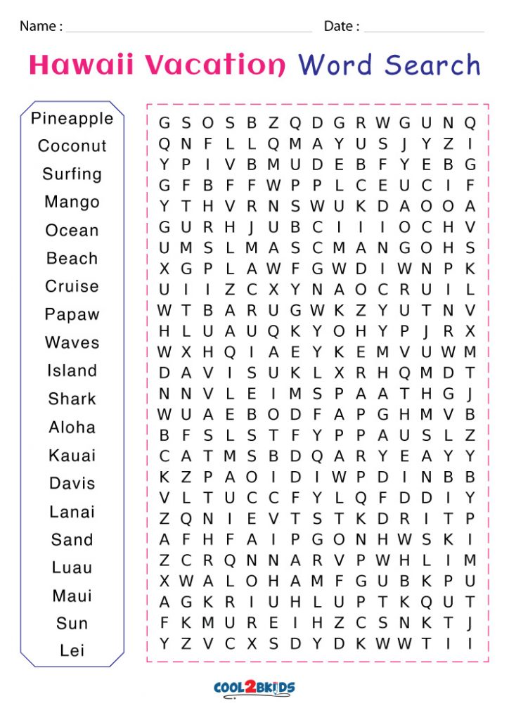 Printable Hawaii Word Search Cool2bKids Printable Hawaii Word Search Cool2bKids