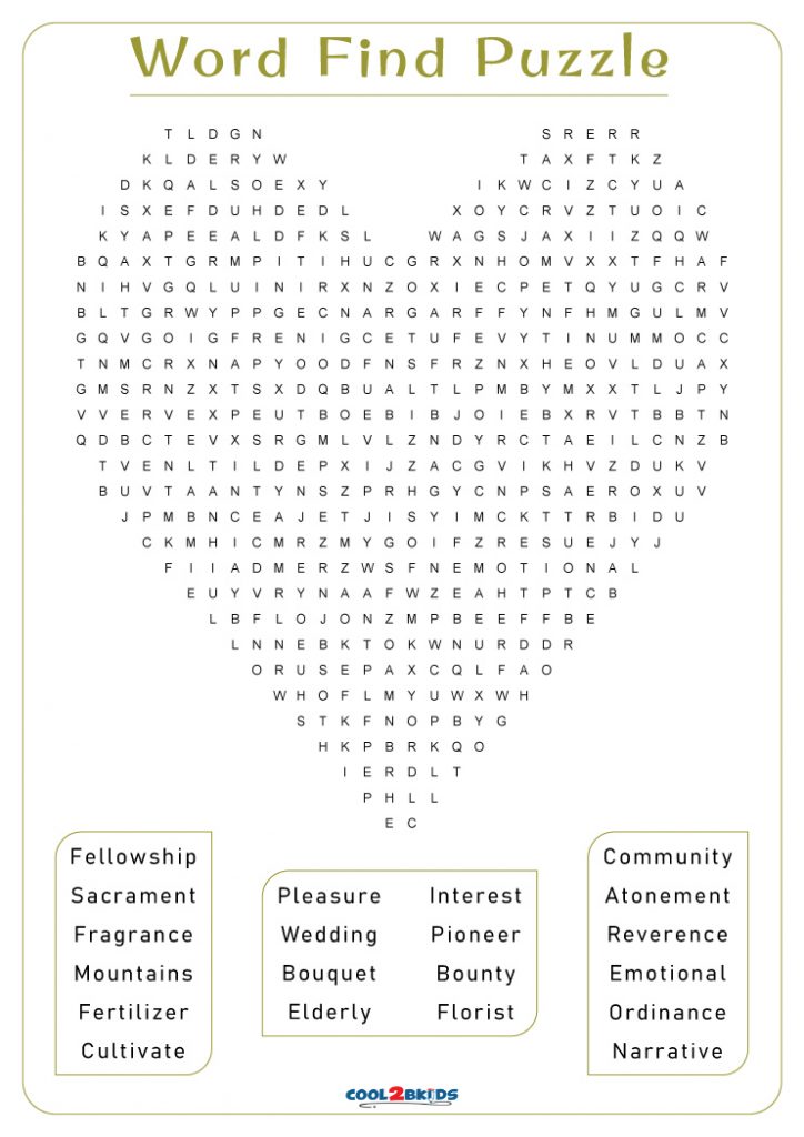 Printable Word Searches For Seniors Printable World Holiday