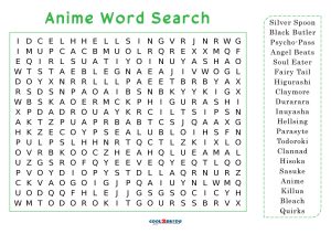 anime shows word search  Monster Word Search