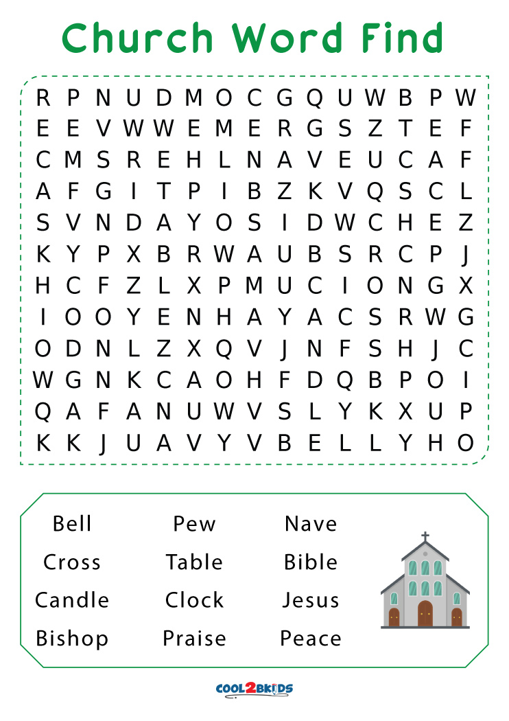 Church Word Search Printable