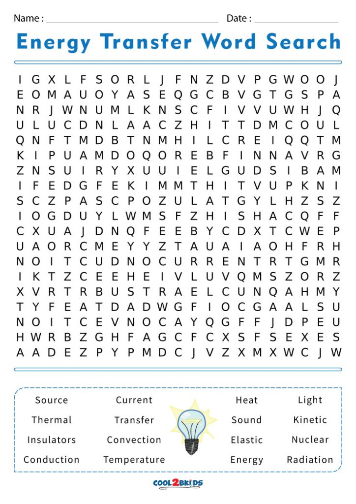 Printable Energy Word Search