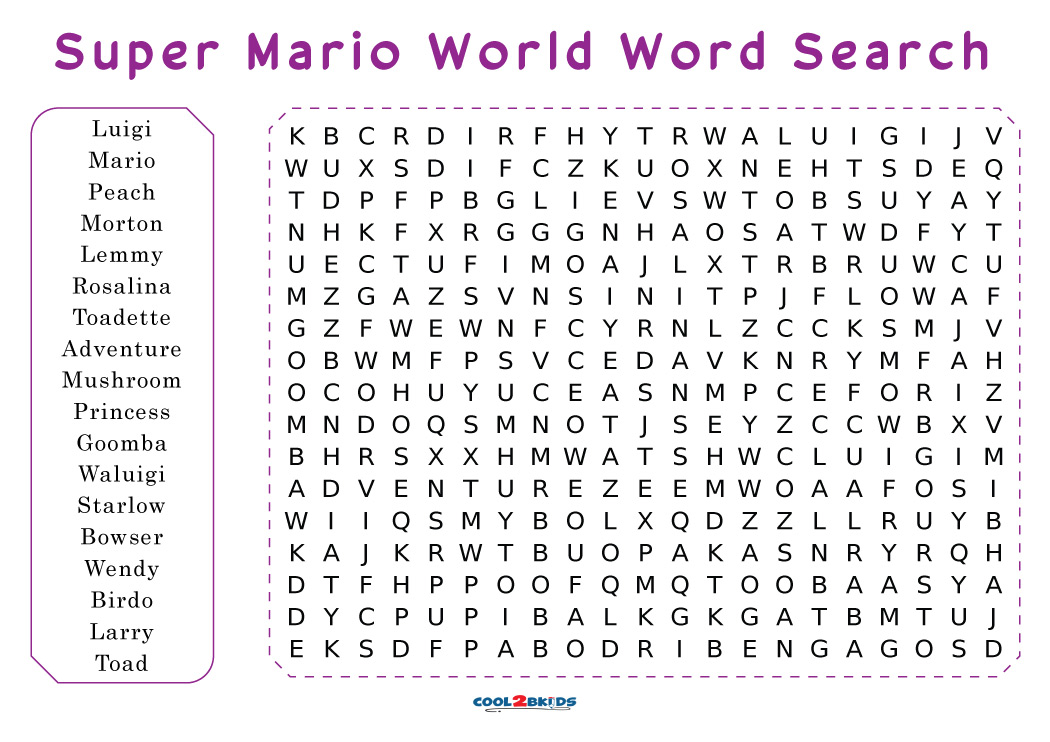 Printable Mario Word Search Cool2bKids
