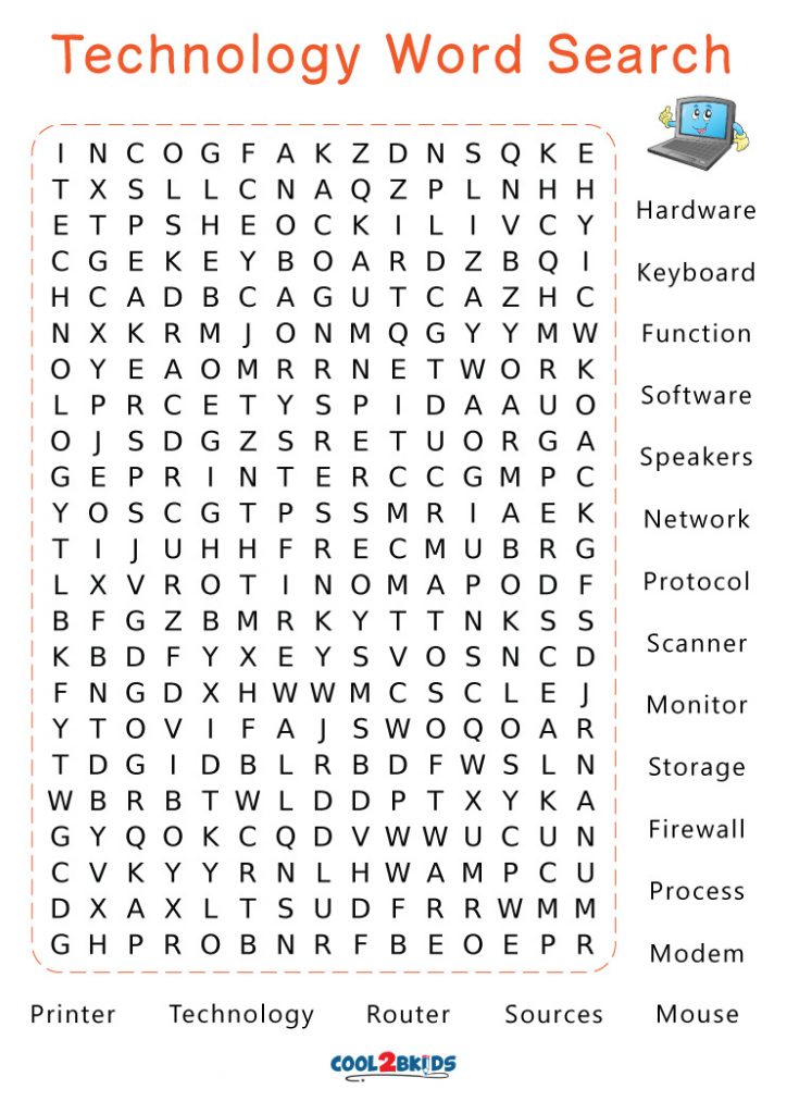 technology word search monster word search - technology word search ...