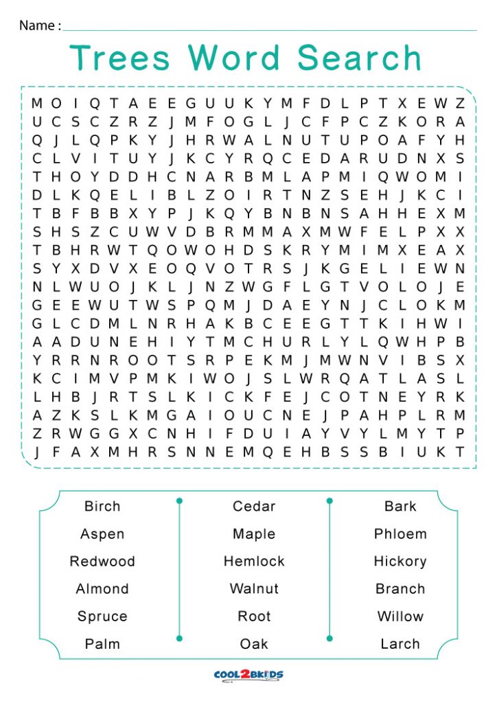Printable Trees Word Search