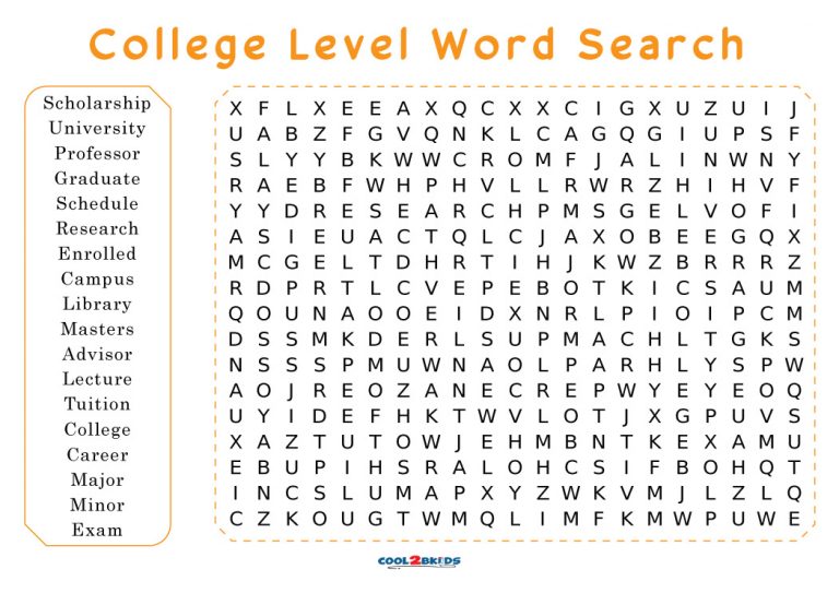 Printable College Word Search