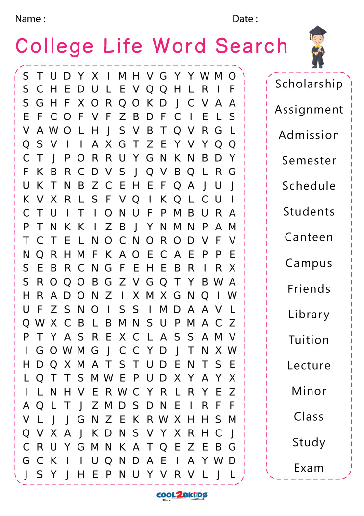 Printable College Word Search