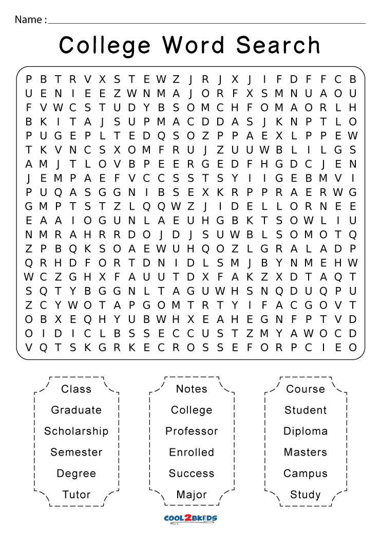 Printable College Word Search