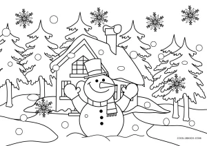 simple winter scene coloring pages