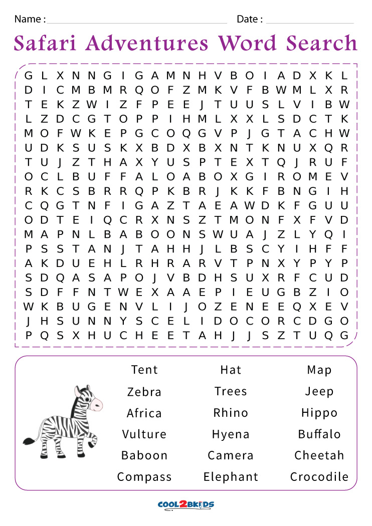safari adventures word search pro