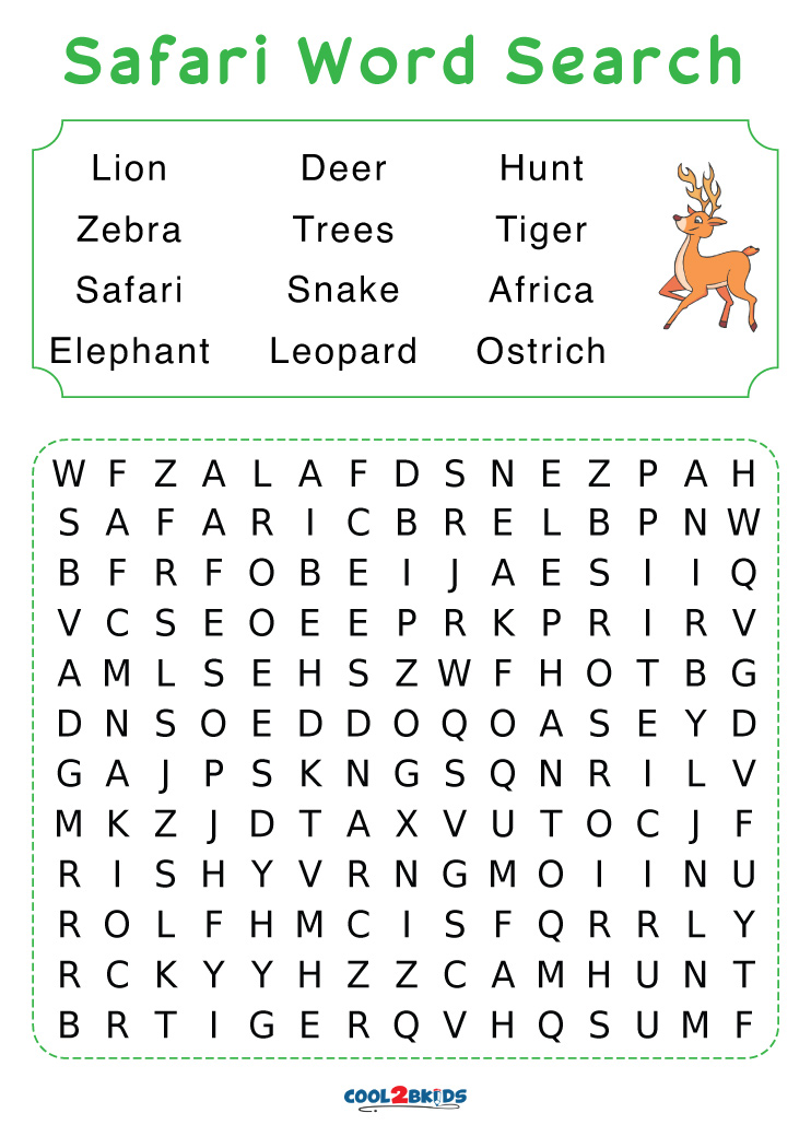 savannah safari word search pro