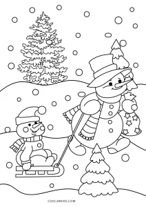 simple winter scene coloring pages