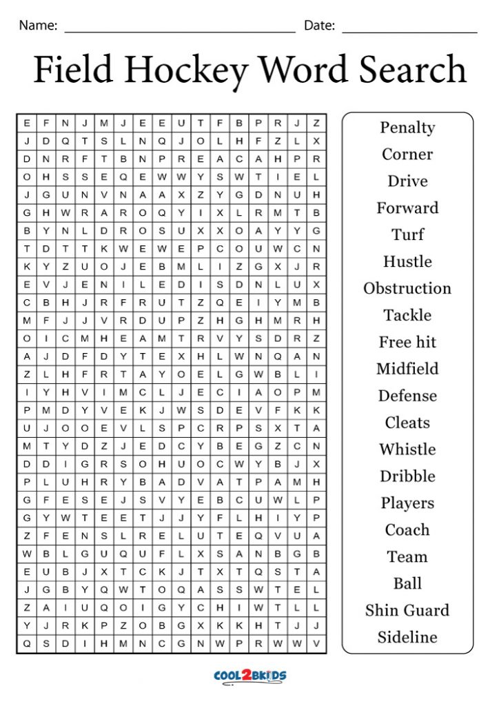 Printable Hockey Word Search