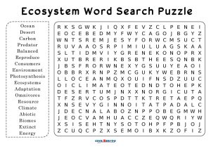 Free Ecosystem Word Search Printable Puzzle