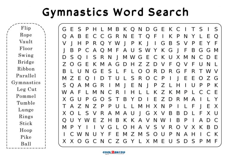 Printable Gymnastics Word Search