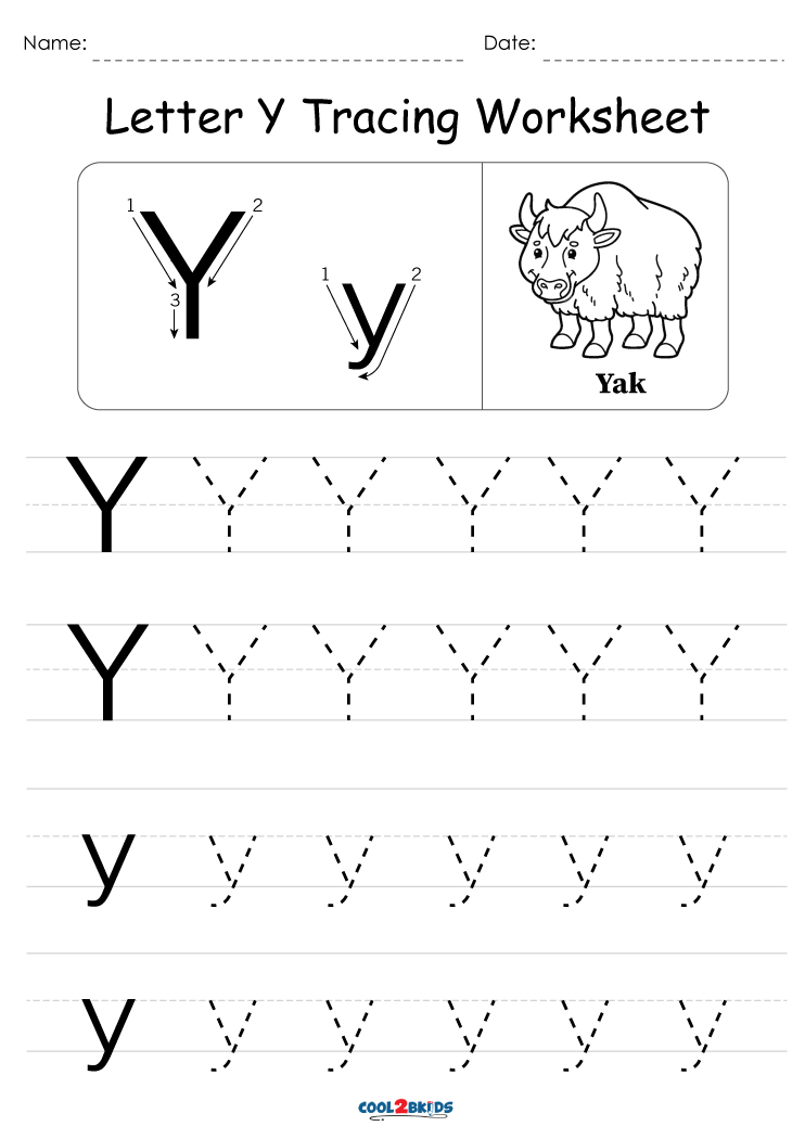 Letter Y Printable Worksheets