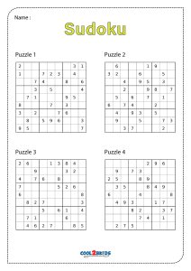 Free Printable Easy Sudoku with the Answer #1181