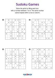 Free Printable Easy Sudoku with the Answer #1181