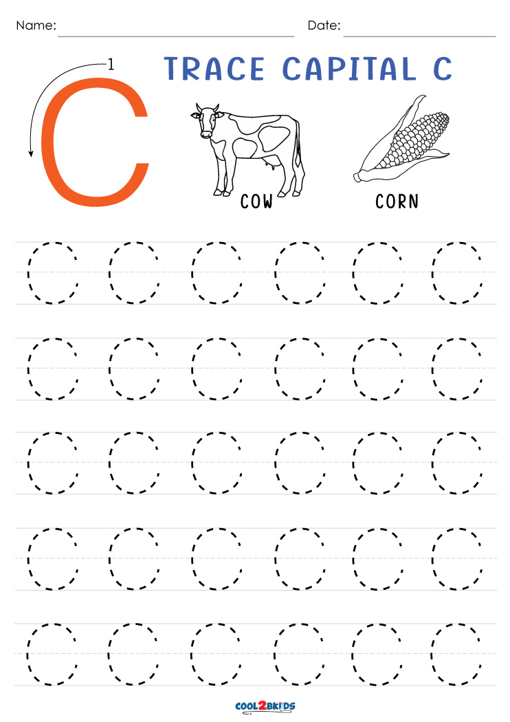 Free Printable Letter C Tracing Worksheets