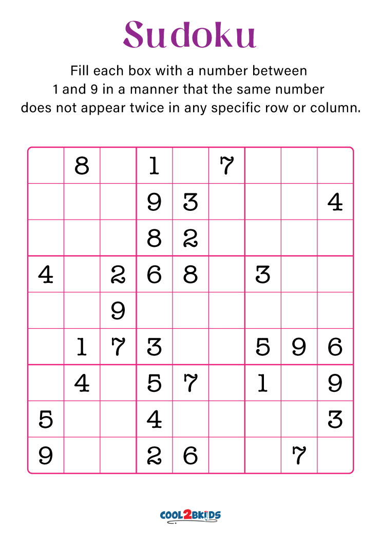 Free Printable Sudoku for Kids