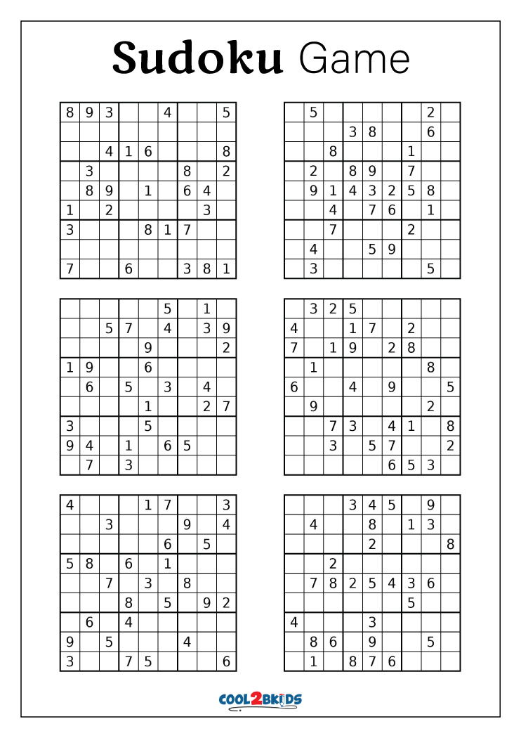 Free Sudoku 6 Per Page Printable