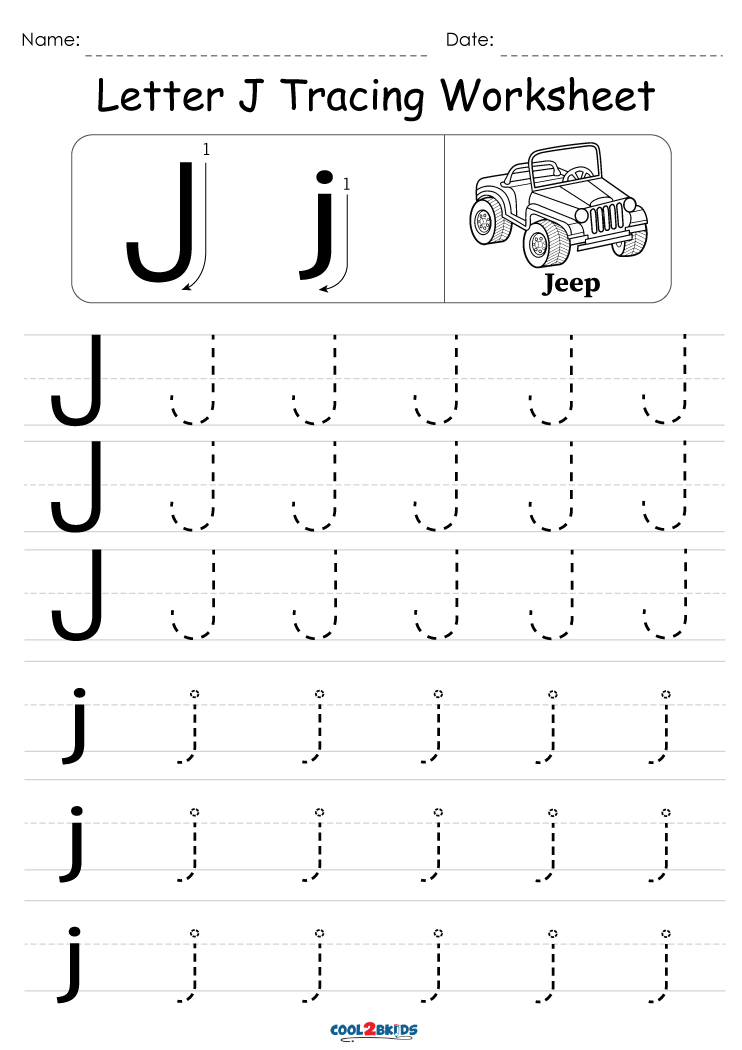 Letter J Tracing Worksheets