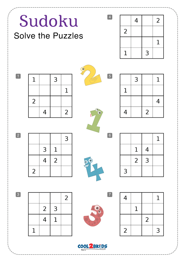 Sudoku For Kids Printable Sudoku Puzzles At Beginners Level For 