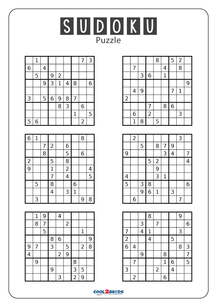 Free Printable Sudoku Puzzles 6 Per Page