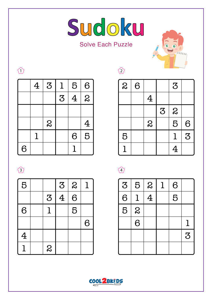 Free Printable Sudoku 6x6 Puzzles