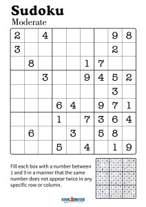 Free Printable Medium Sudoku with the Answer #5270