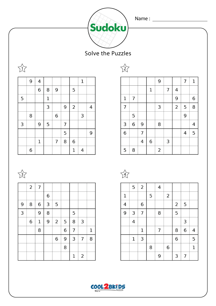 Free Medium Sudoku Puzzles