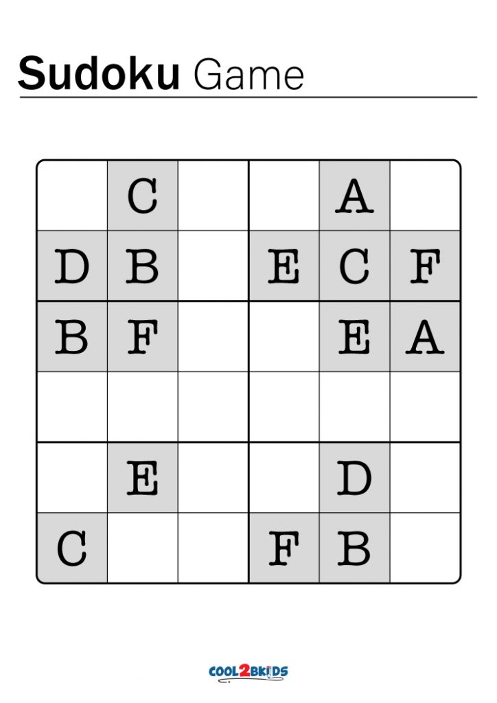 Printable Letter Sudoku Puzzles