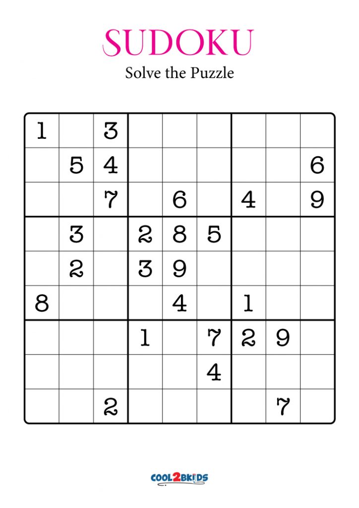 Free Printable Large Print Sudoku Puzzles