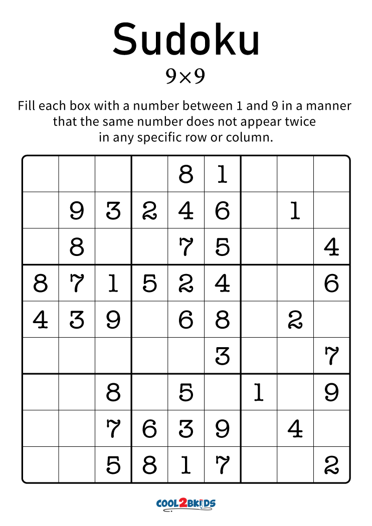 free printable sudoku puzzles cool2bkids