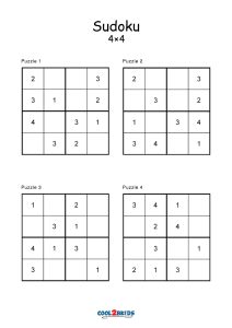 Free Printable 4x4 Sudoku Puzzles