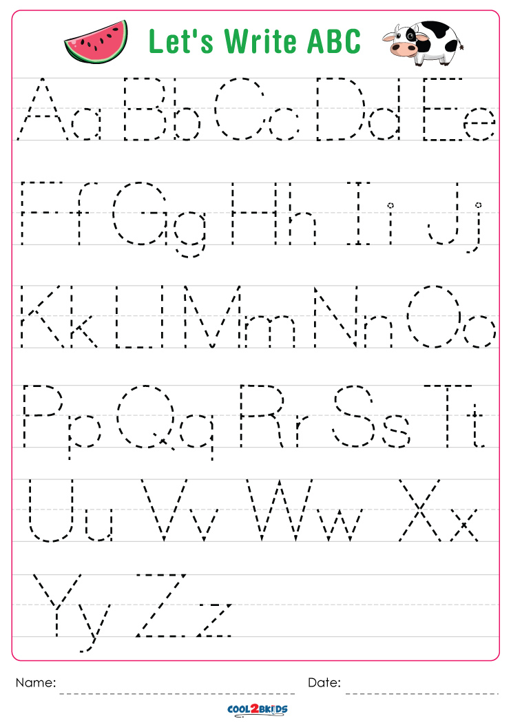 Free Printable Letter Alphabet Tracing Worksheets
